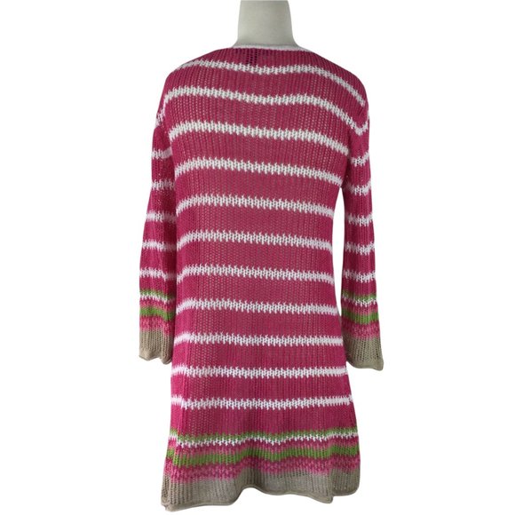 Tommy Bahama Loose Knit Pink Striped Sweater, Small - Picture 4 of 6